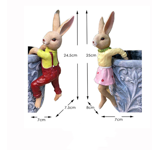 Hanging Bunny Flower Pot Decor for Balcony Planters