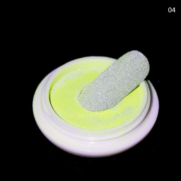 Reflective Nail Glitter Powder — Glow-in-the-Dark Disco Shine