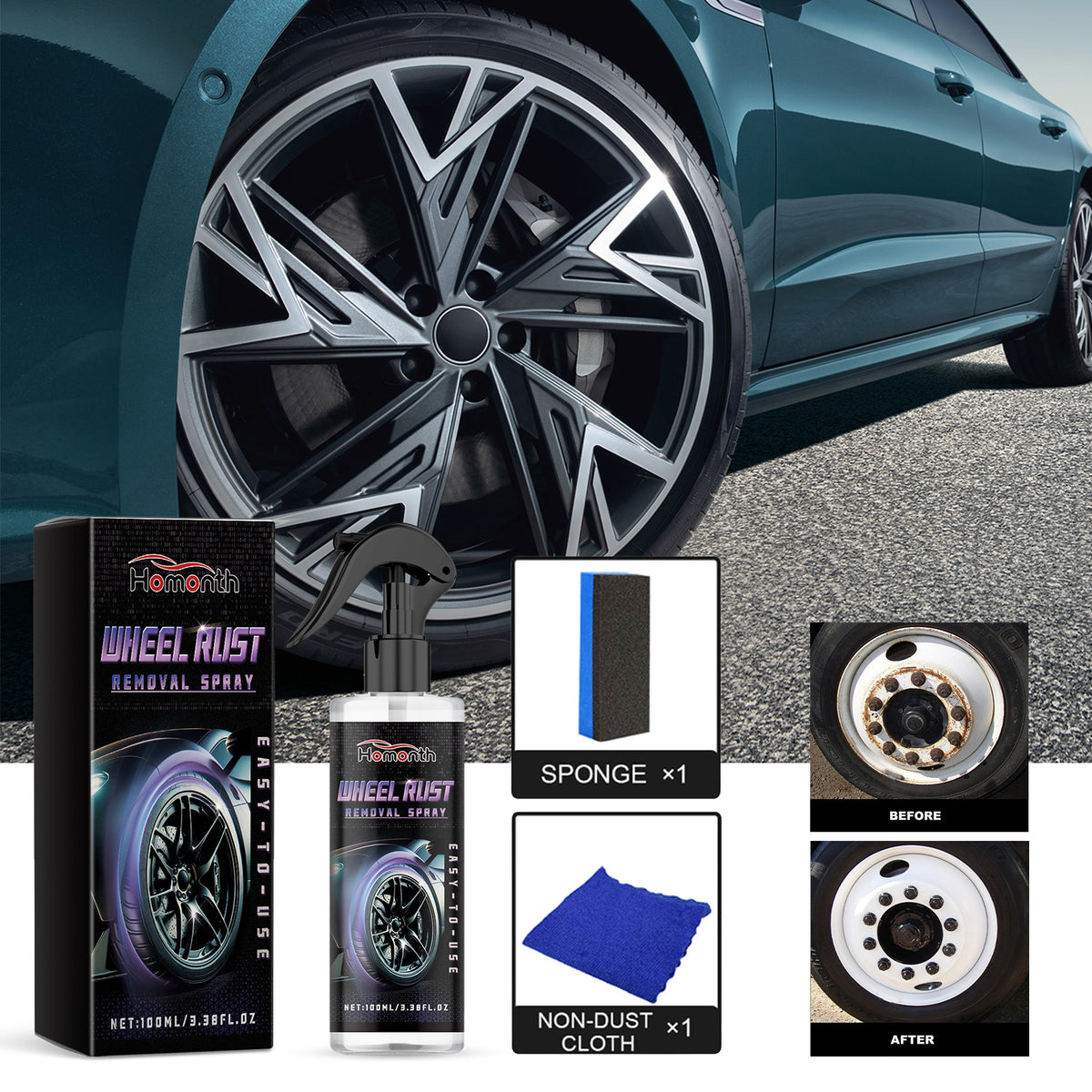 Wheel Rust Remover Spray for Brighter Metal Wheels