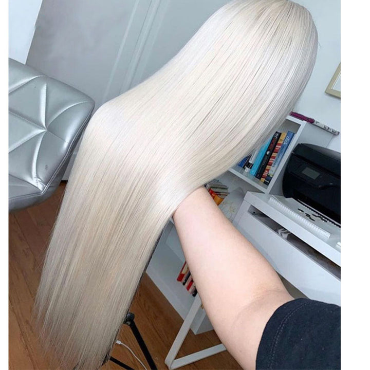 Long Straight Synthetic Wig – Platinum Blonde Hairpiece