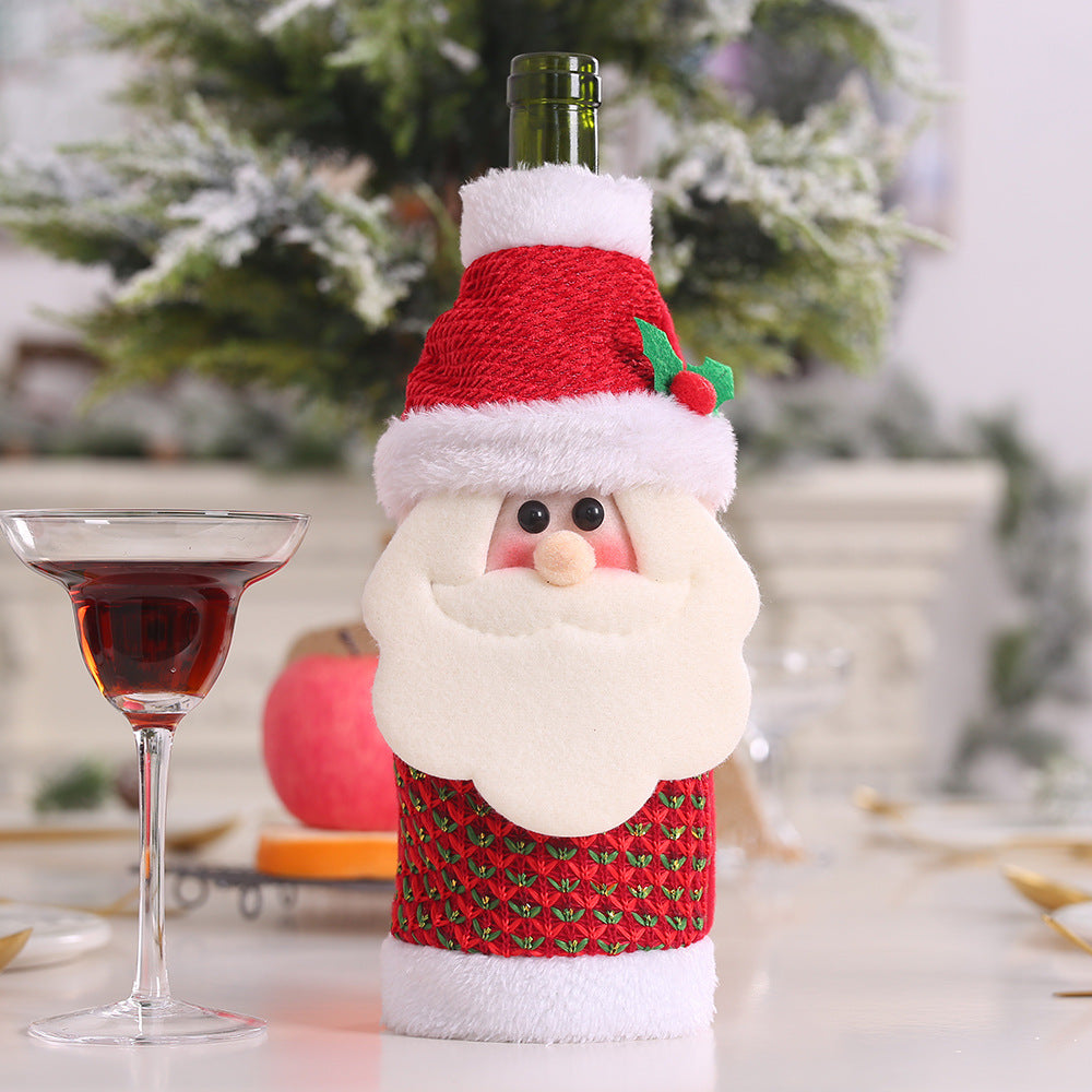 Christmas Wine Bottle Covers, 3-Piece Festive Set