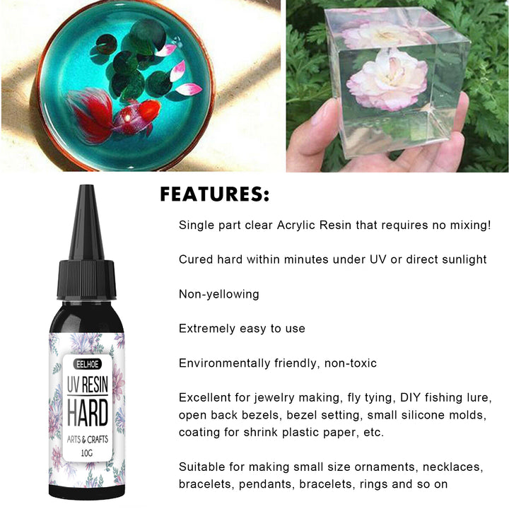 UV Resin Glue for Jewelry & Crafts | Clear Hard Cure
