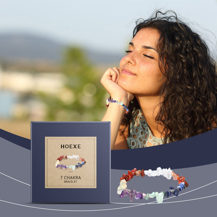 Seven-Color Chakra Stone Bracelet for Yoga Style Wear