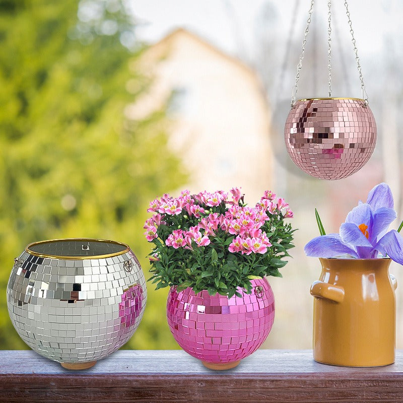 Disco Ball Planter Hanging Mirror Basket for Plants