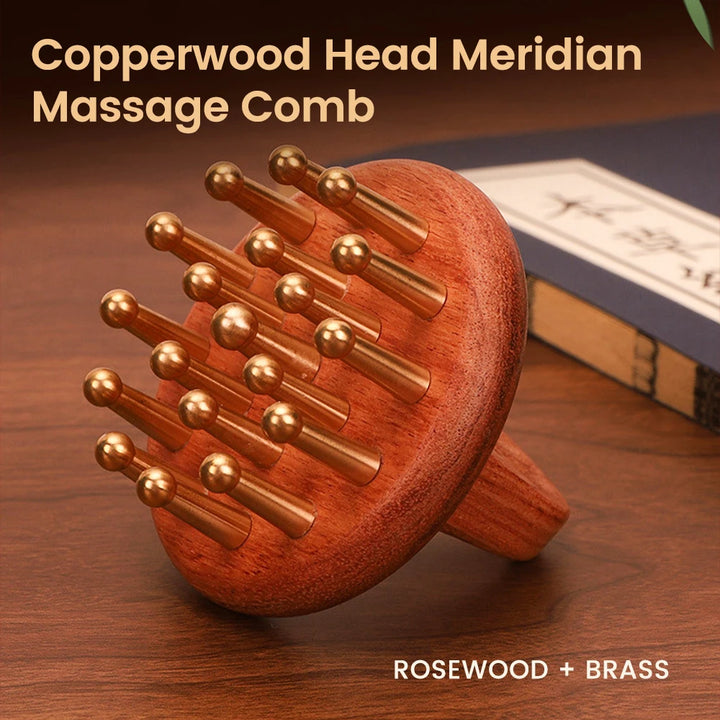 Copper Wood Gua Sha Massage Comb – Antimicrobial Scalp