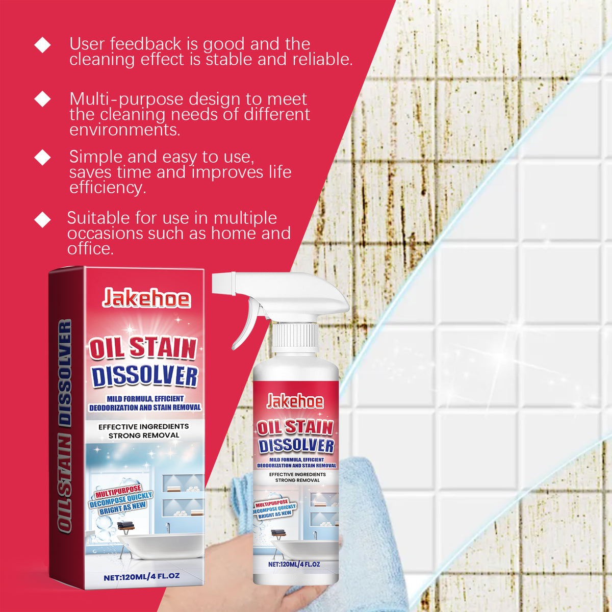 Bathroom Tile Cleaning Spray for Oil Stains & Grime