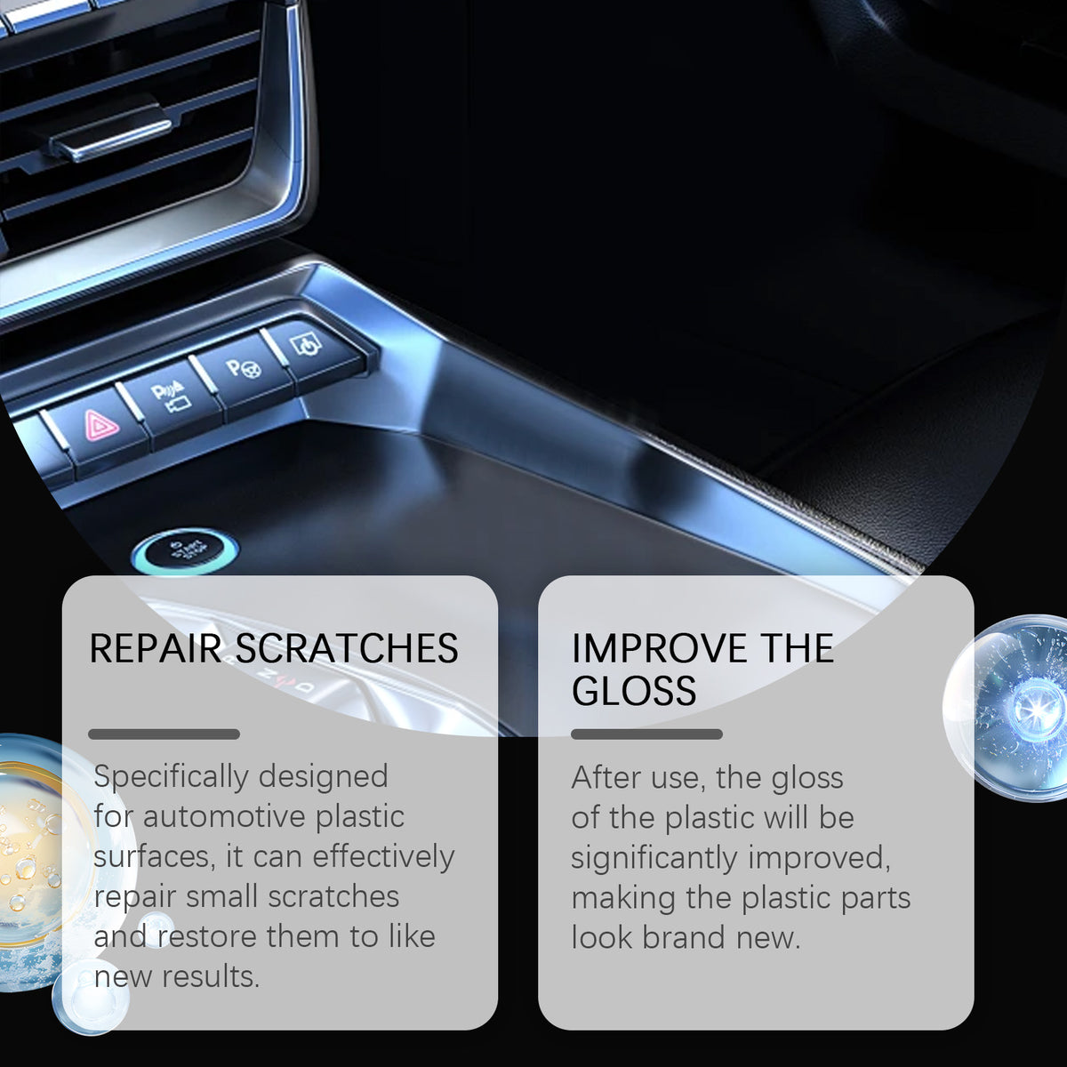 Automotive Plastic Restorer for Faded Trim Protection