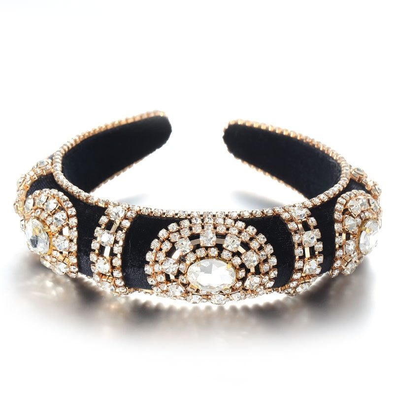 Jeweled Velvet Hair Hoop For Glamorous Occasion Style