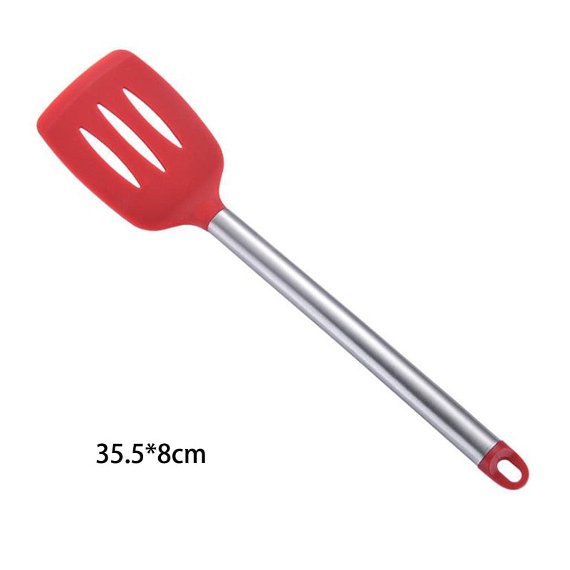 Stainless Steel Kitchen Utensil Set with Silicone Heads