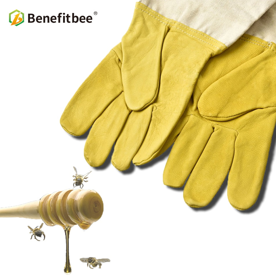 Beekeeping Gloves with Sheepskin Palms & Long Sleeves