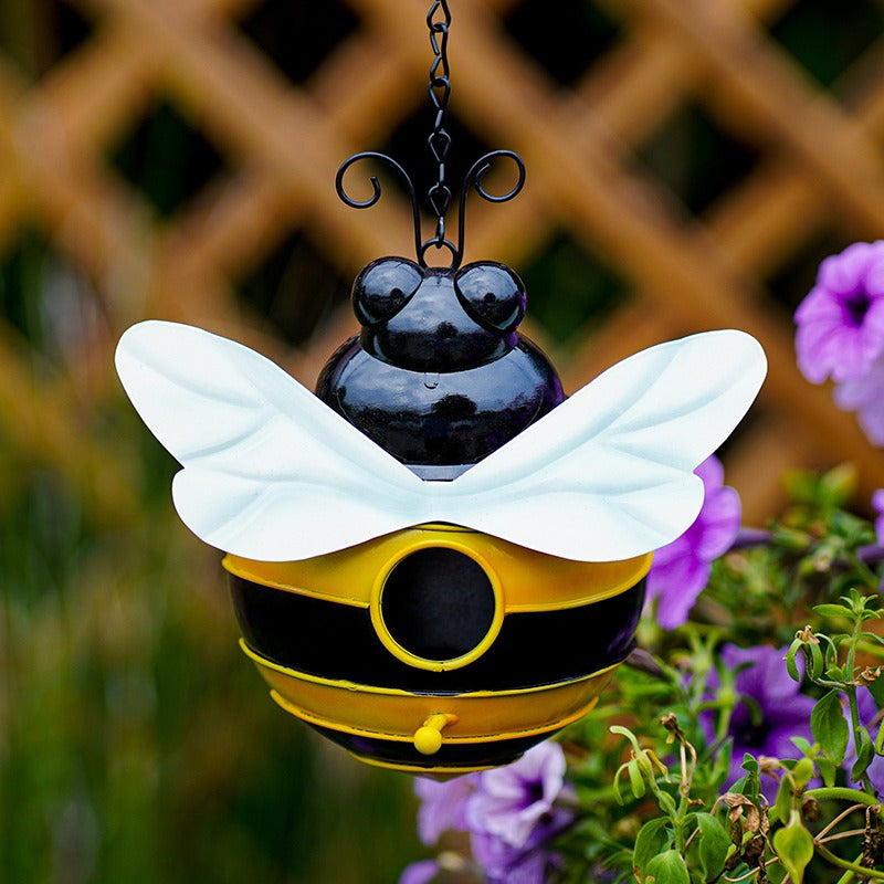 Metal Bumblebee Bird House Garden Decor for Winter