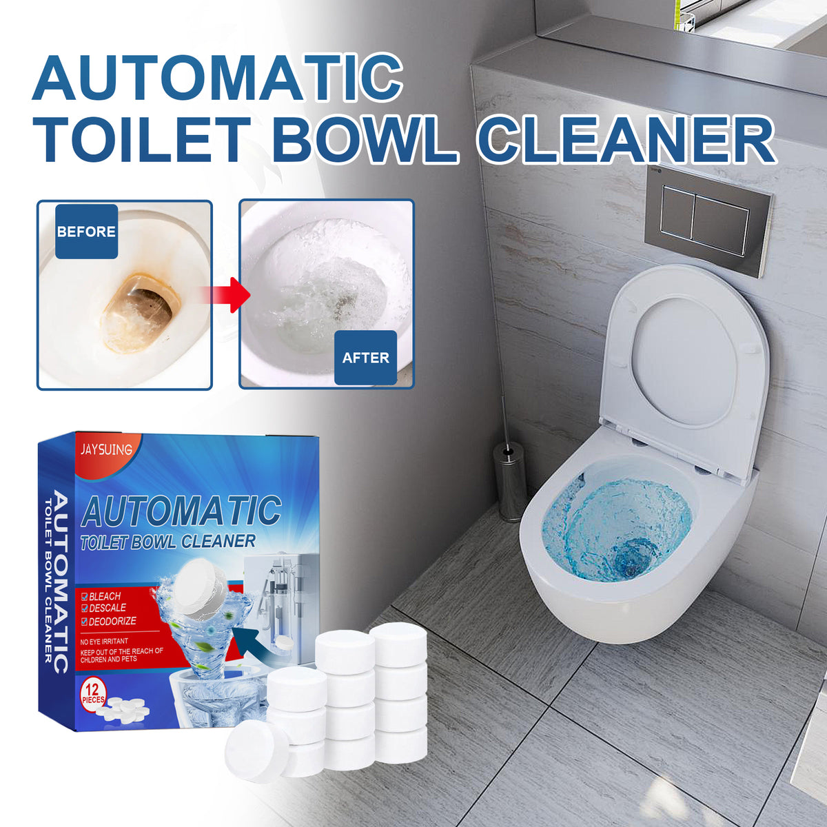 Toilet Cleaning Tablets - 30-Day Slow-Release Descaler