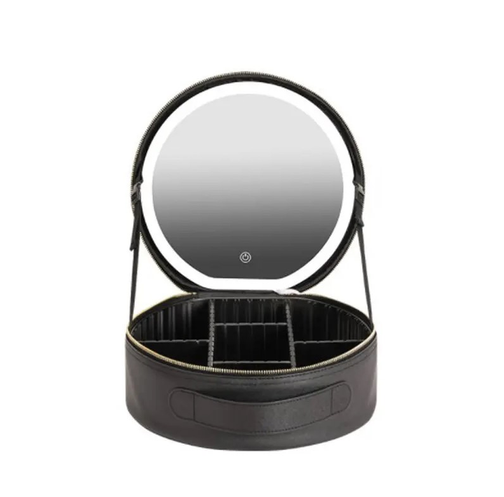 Rechargeable Makeup Case with Lit Round Mirror Travel