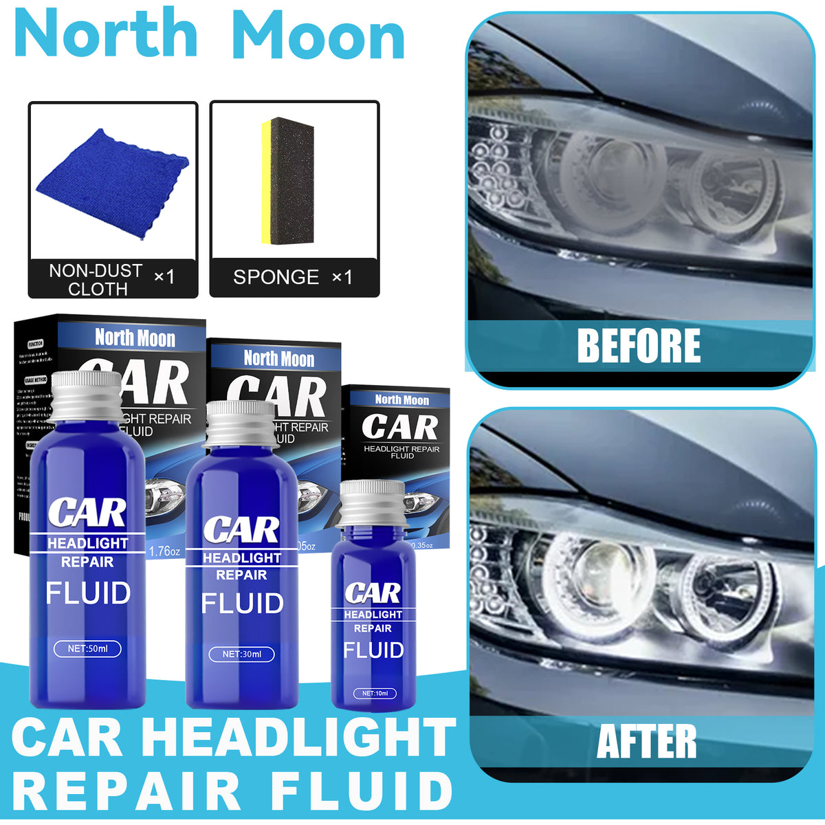Car Headlight Repair Fluid for Clearer, Brighter Lamps