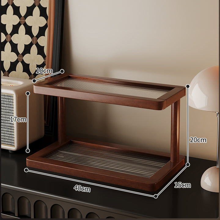 2-Tier Bamboo Countertop Organizer for Small Spaces