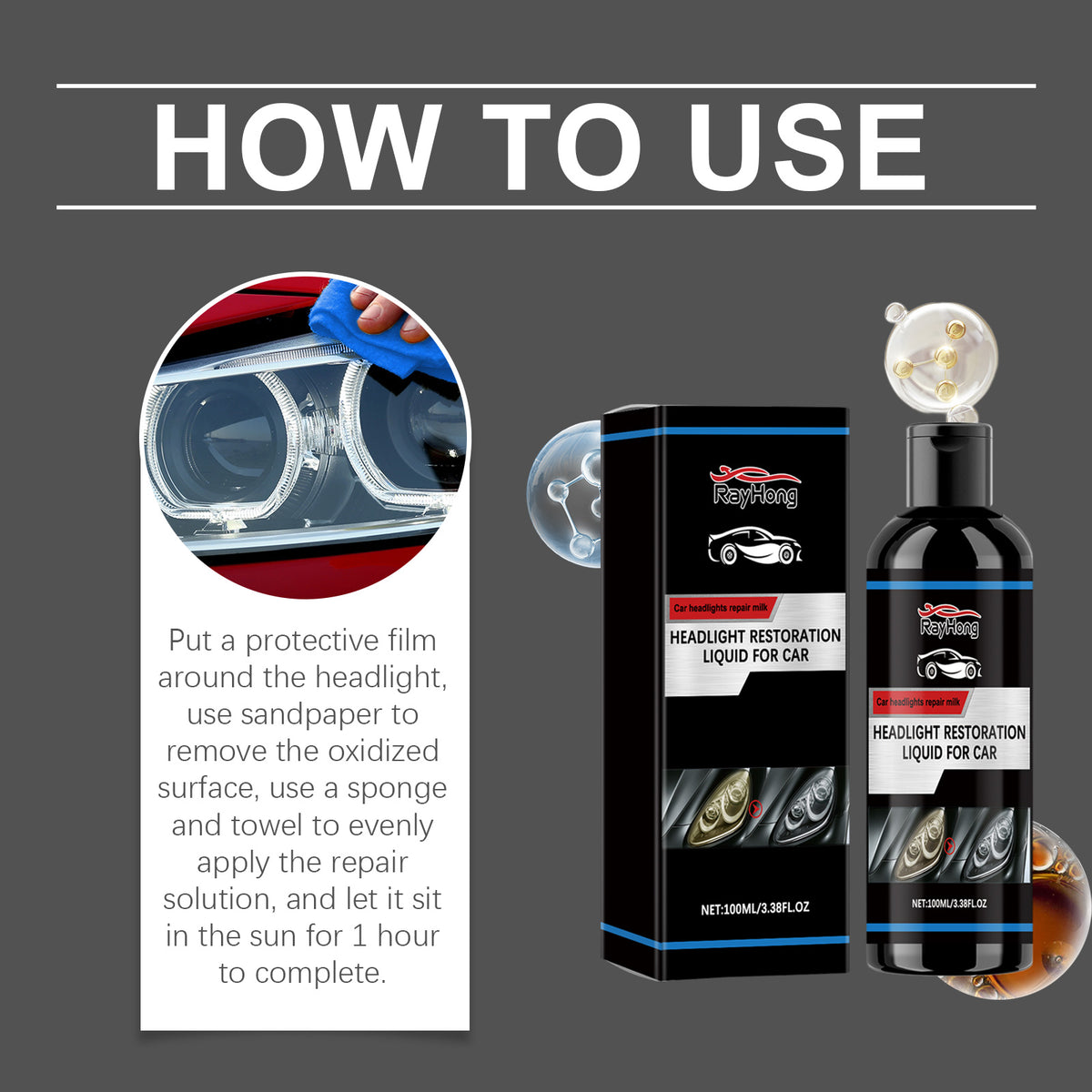 Headlight Restoration Liquid for Clearer Night Driving