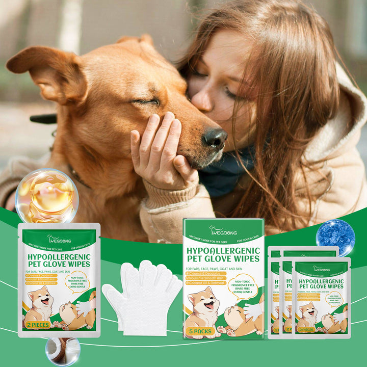 Pet Glove Wipes for Gentle Rinse-Free Daily Cleaning