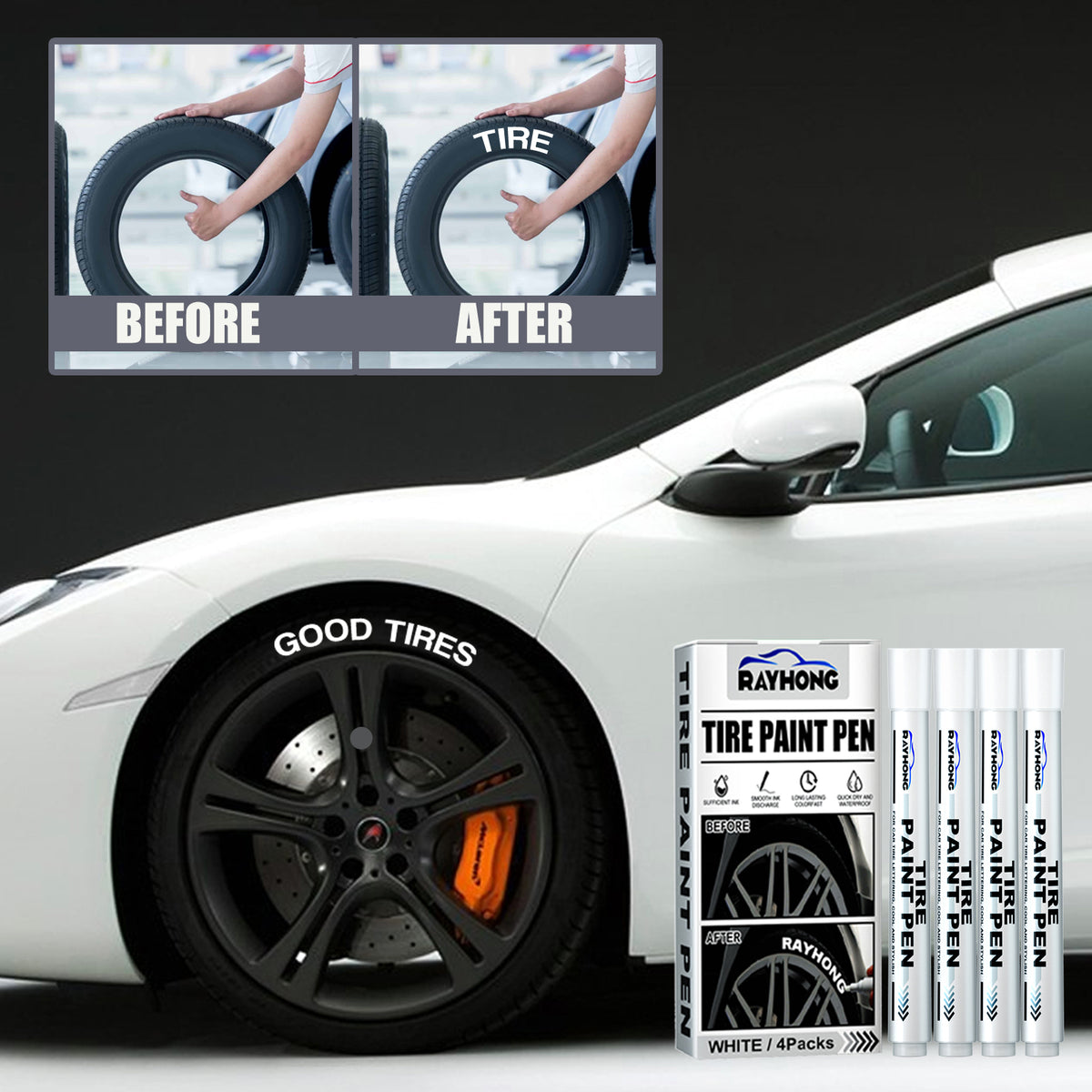Tire Paint Pens for Bold White Tire Sidewall Lettering