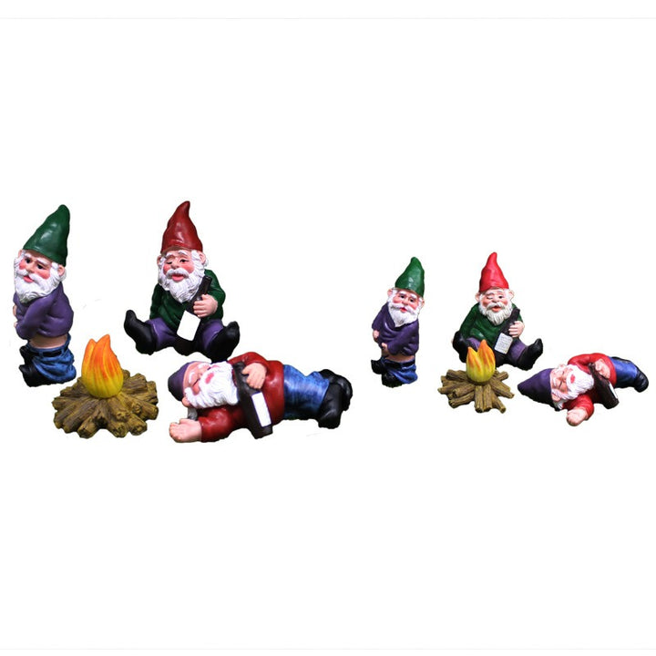 Fairy Garden Gnome Campfire Set, Hand-Painted Miniature