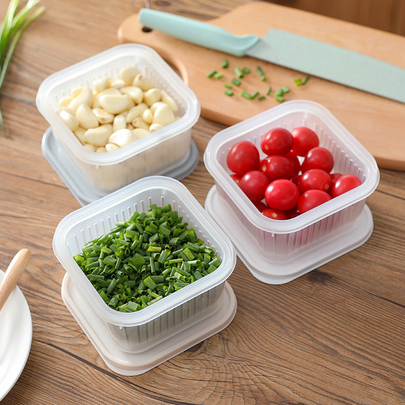 Green Onion Storage Box With Drain Basket for Fridge