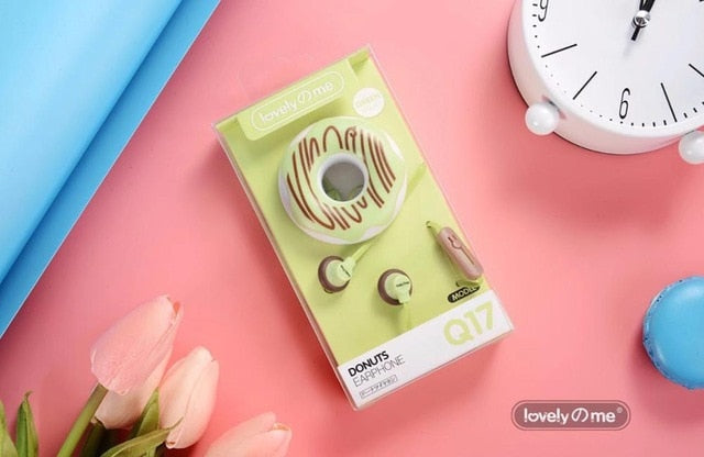 Cute Donut Wired Earphones with Mic, Pastel Colors