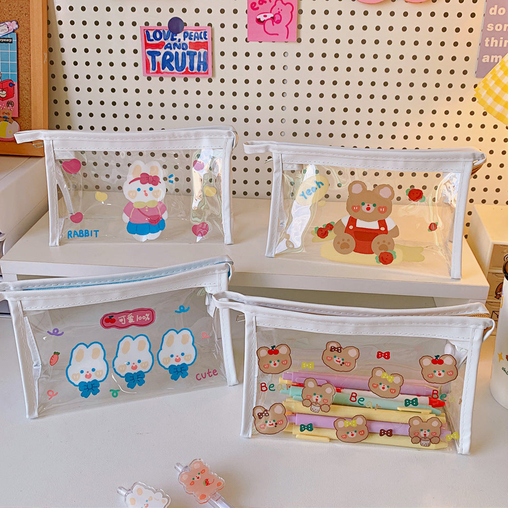 Clear Cute Bear Pencil Case, Large Capacity Pouch Bag