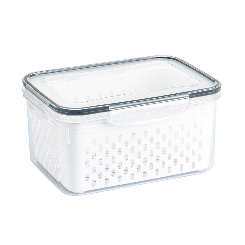 Fruit and Vegetable Fridge Storage Box With Drain Basket