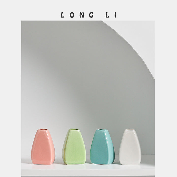 Glazed Pastel Mini Ceramic Vase for Desk & Shelf Decor