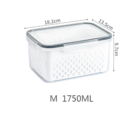 Fruit and Vegetable Fridge Storage Box With Drain Basket