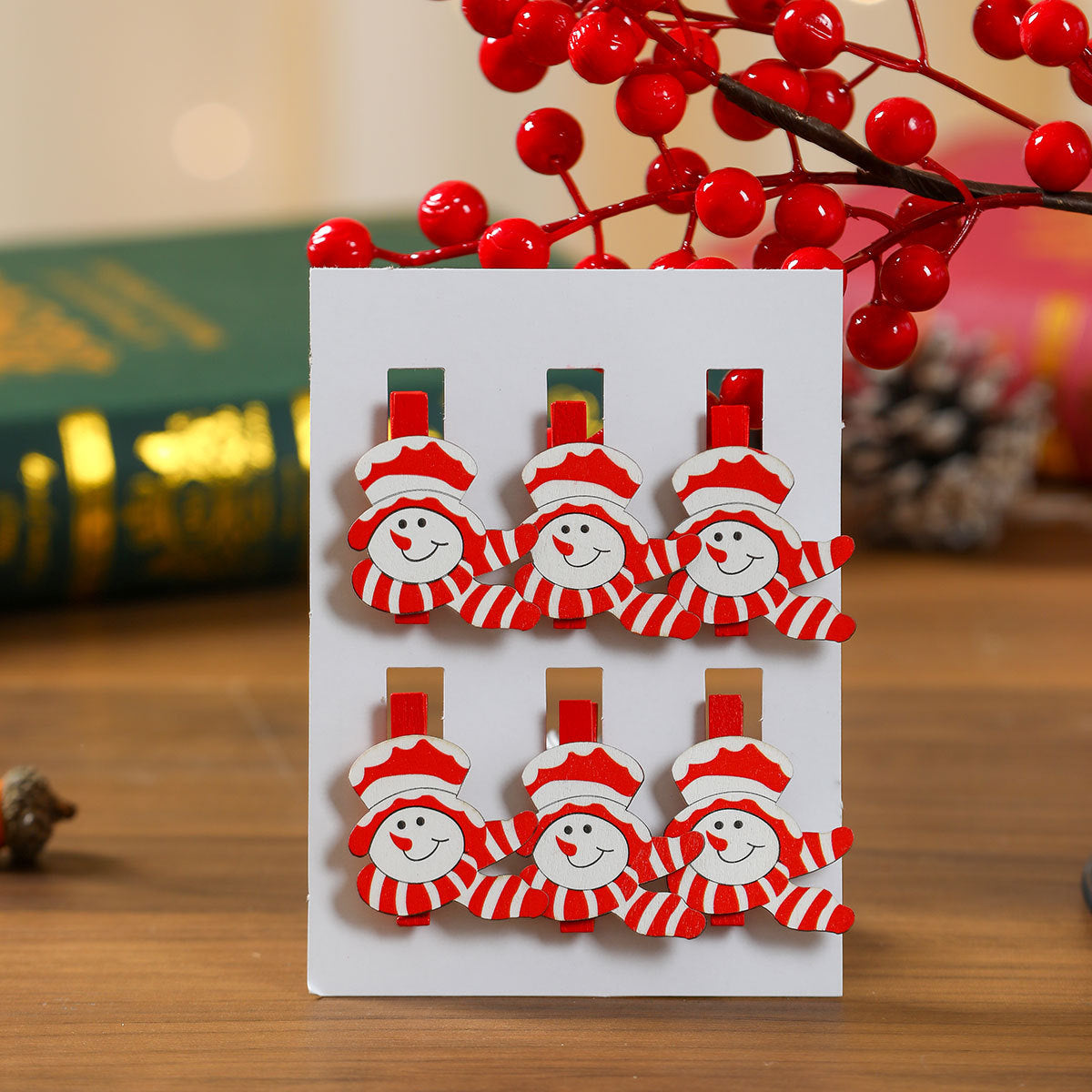 Christmas Wooden Clips for Playful Holiday Displays