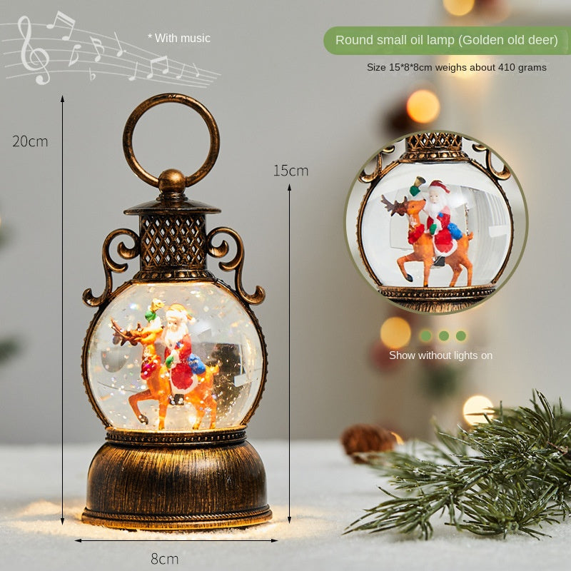 Christmas LED Mini Oil Lamp Snow Globe Decoration