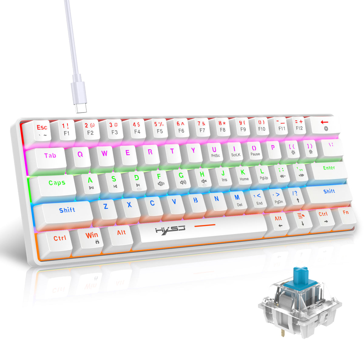 61-Key Mechanical Keyboard with Quiet Brown Switches
