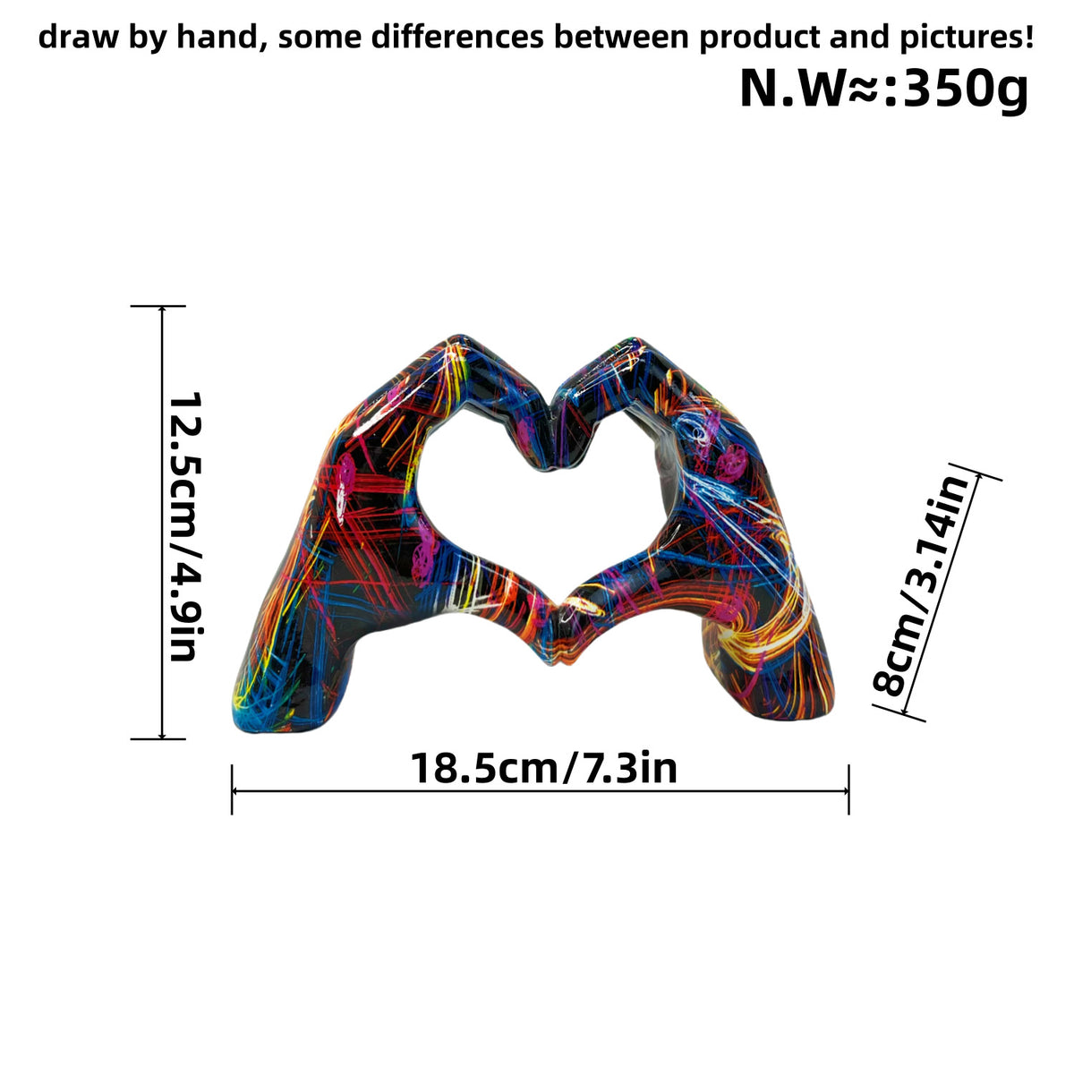 Graffiti Heart Sculpture for Colorful Room Decor Accent