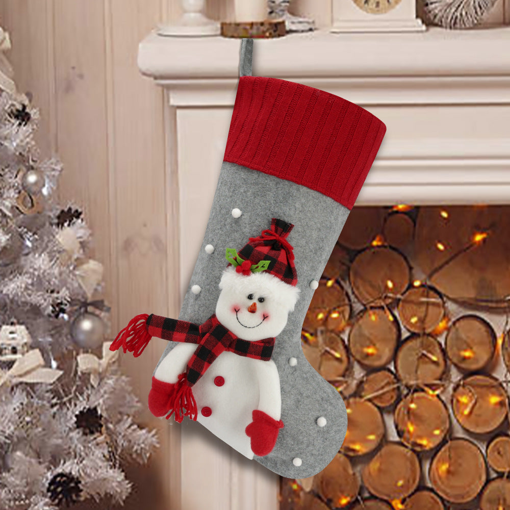 Christmas Stocking Set 4pc Santa Snowman Reindeer Penguin