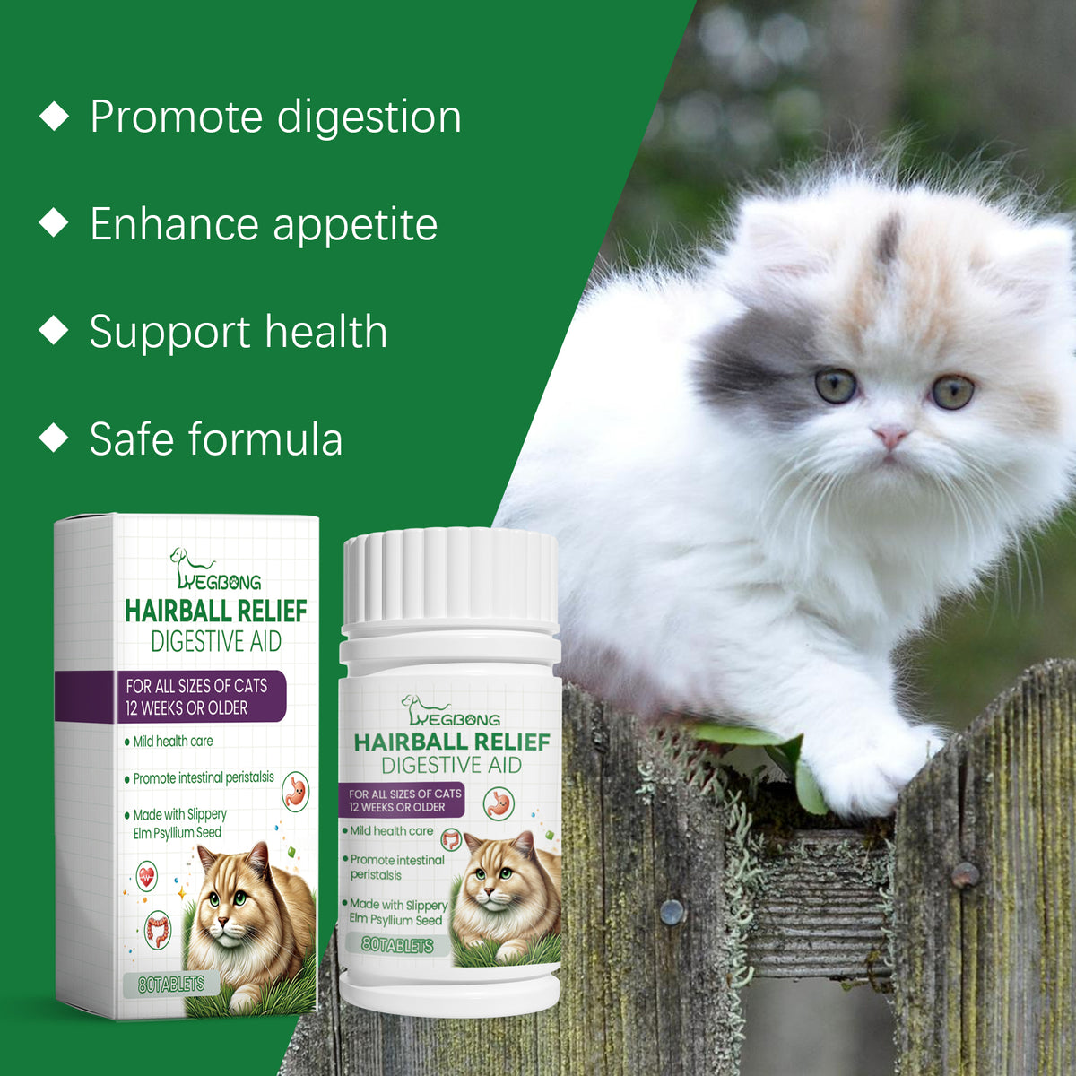 Cat Grass Tablets for Hairball & Digestive Support