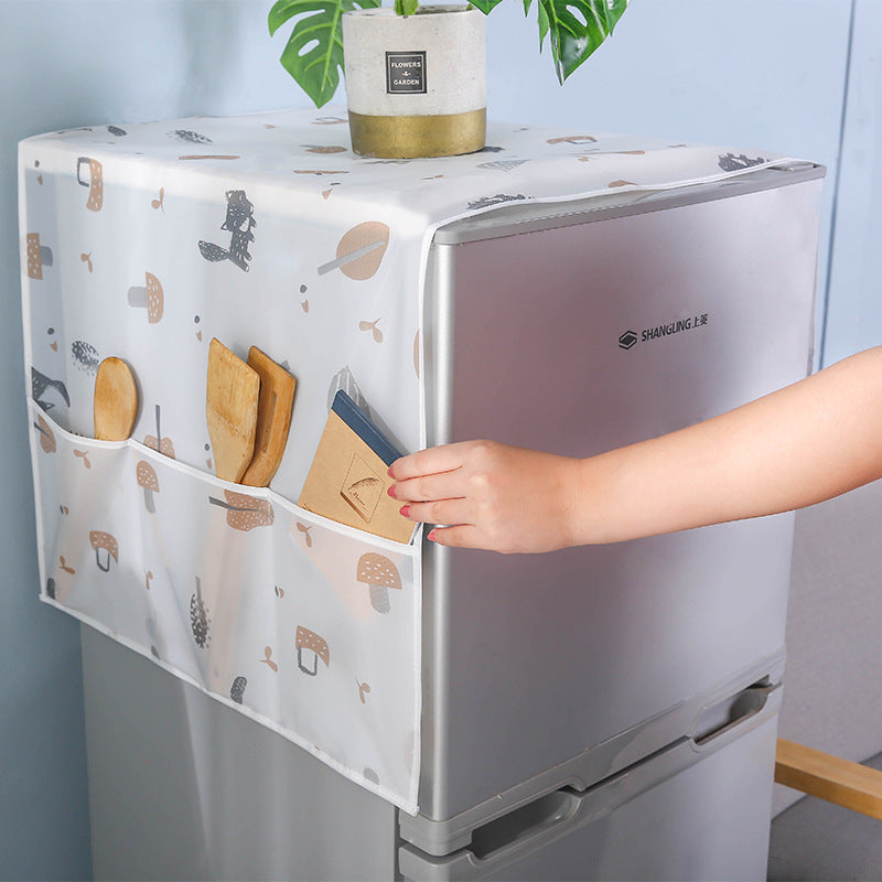 Fridge Top Dust Cover, Waterproof with Storage Pockets