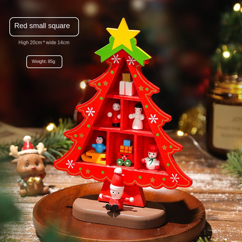 Mini Wooden Christmas Tree Decor for Small Spaces & Shelves