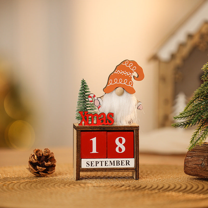 Christmas Wooden Perpetual Calendar Ornament Decor