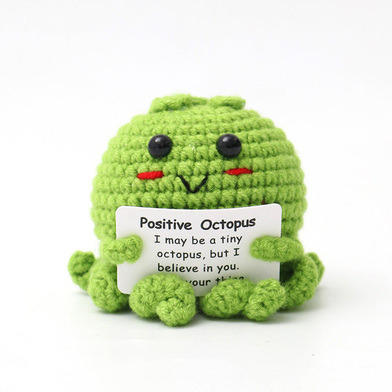 Crocheted Encouragement Doll for Cheerful Desk Decor