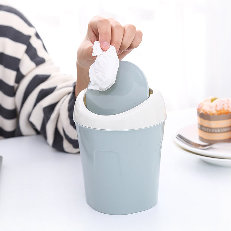 Mini Desktop Trash Can with Swing Lid for Coffee Table