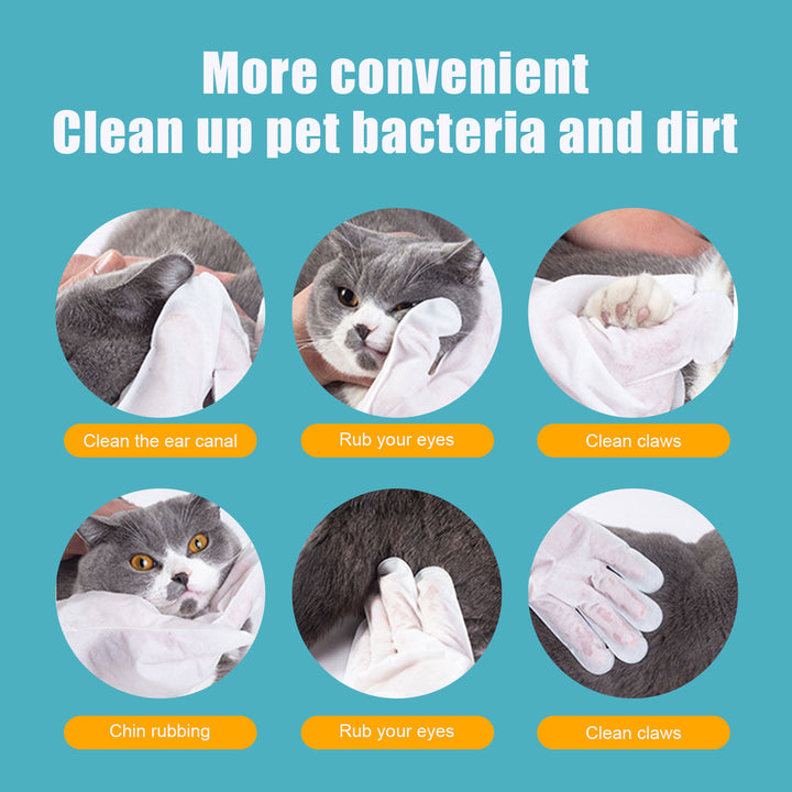 Pet Cleaning Gloves for No-Bath Gentle Cat Grooming