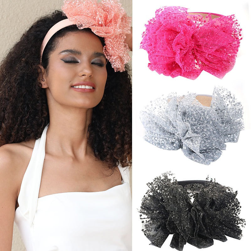 Oversized Lace Bow Headband for Statement Hair Looks