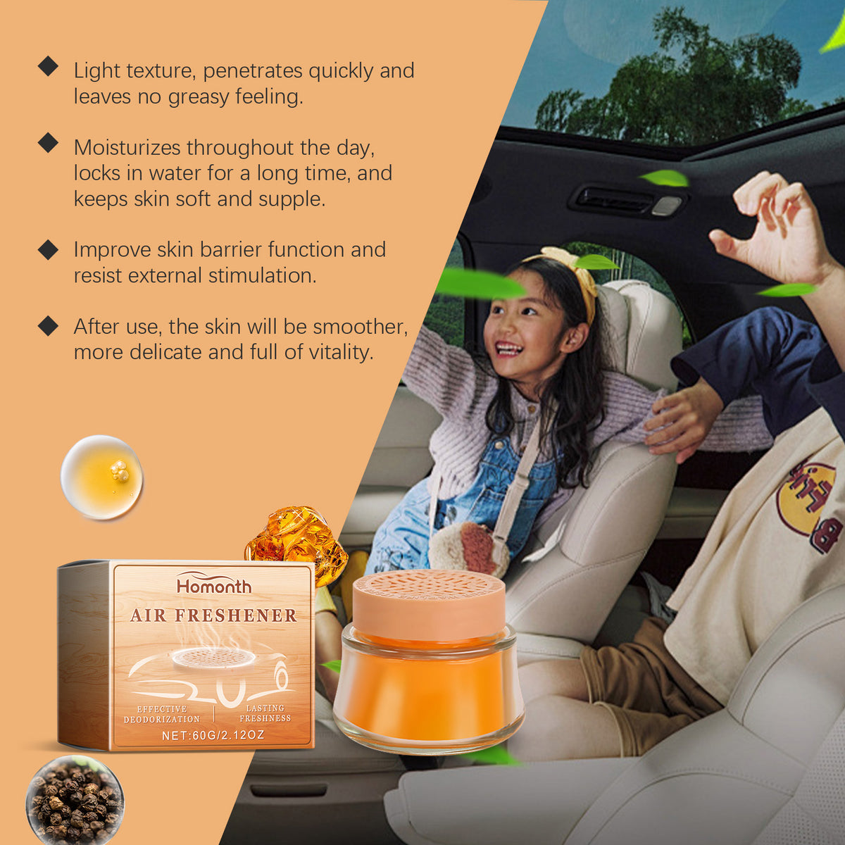 Solid Car Air Freshener Balm for Lasting Odor Control