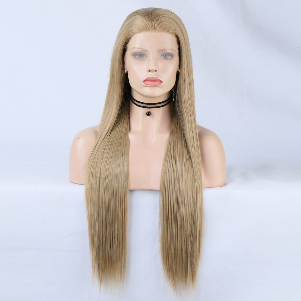 Lace Front Wig With Long Ombre Blonde Straight Hair