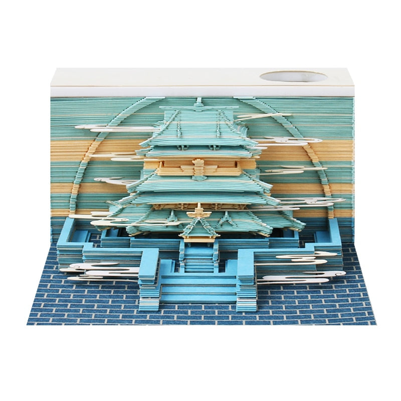 3D Castle Notepad Calendar With Warm LED Desk Light