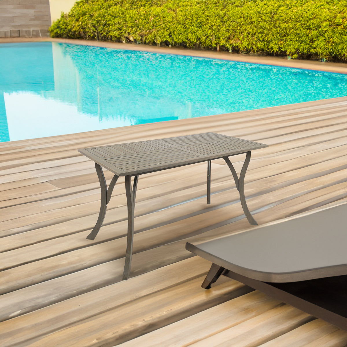 Rectangular Outdoor Dining Table in Weathered Wood