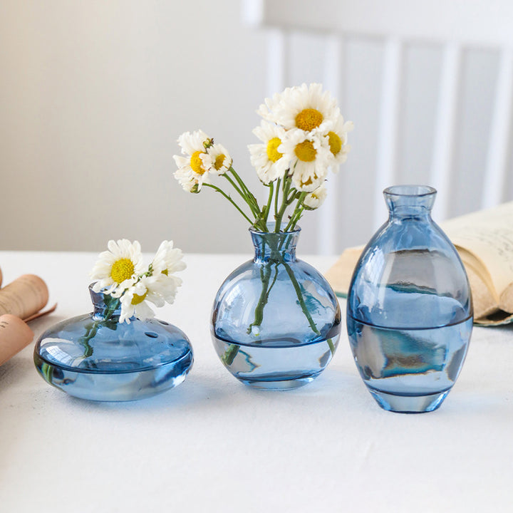 Tinted Glass Bud Vase Set, 3 Pieces for Shelves & Desks