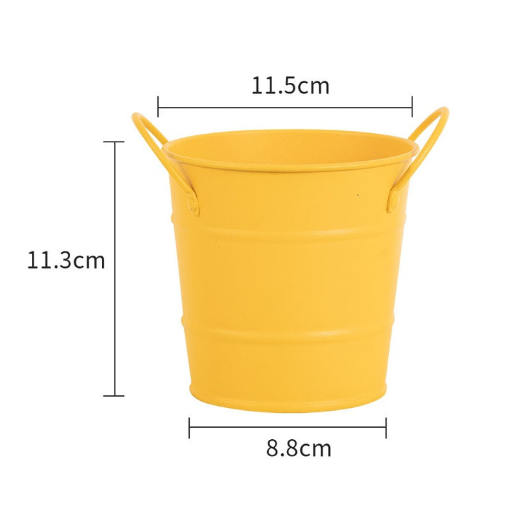 Metal Fries Serving Bucket with Double Handles & Pen Holder