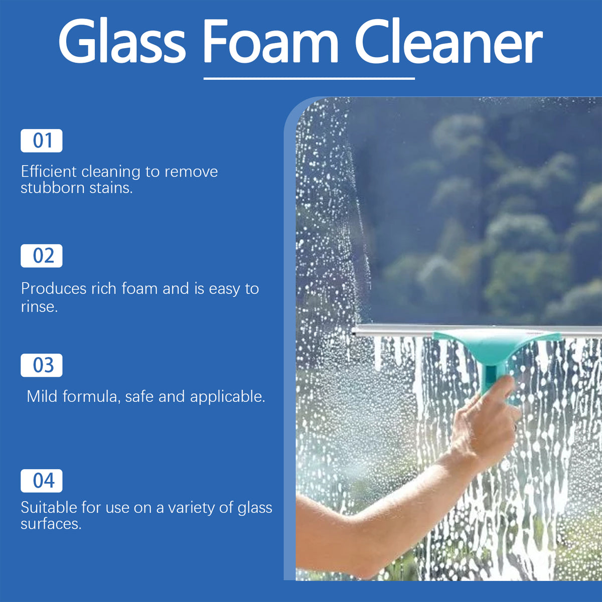 Glass Foam Cleaner Spray for Fast Oil Stain Removal
