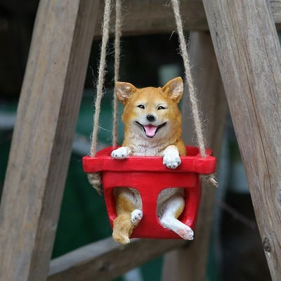 Puppy on a Swing Garden Pendant for Patios & Courtyards